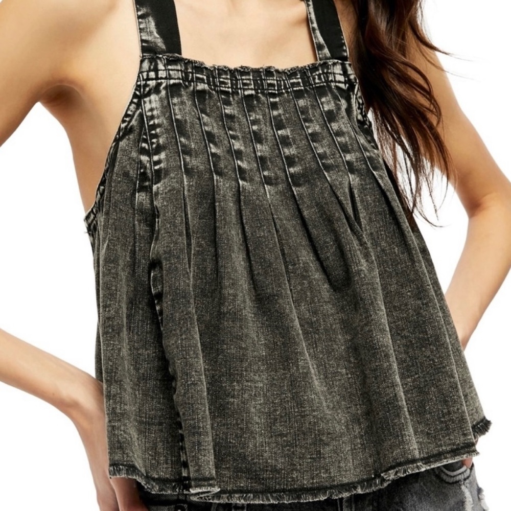 Free People Marina Washed Black Denim Top